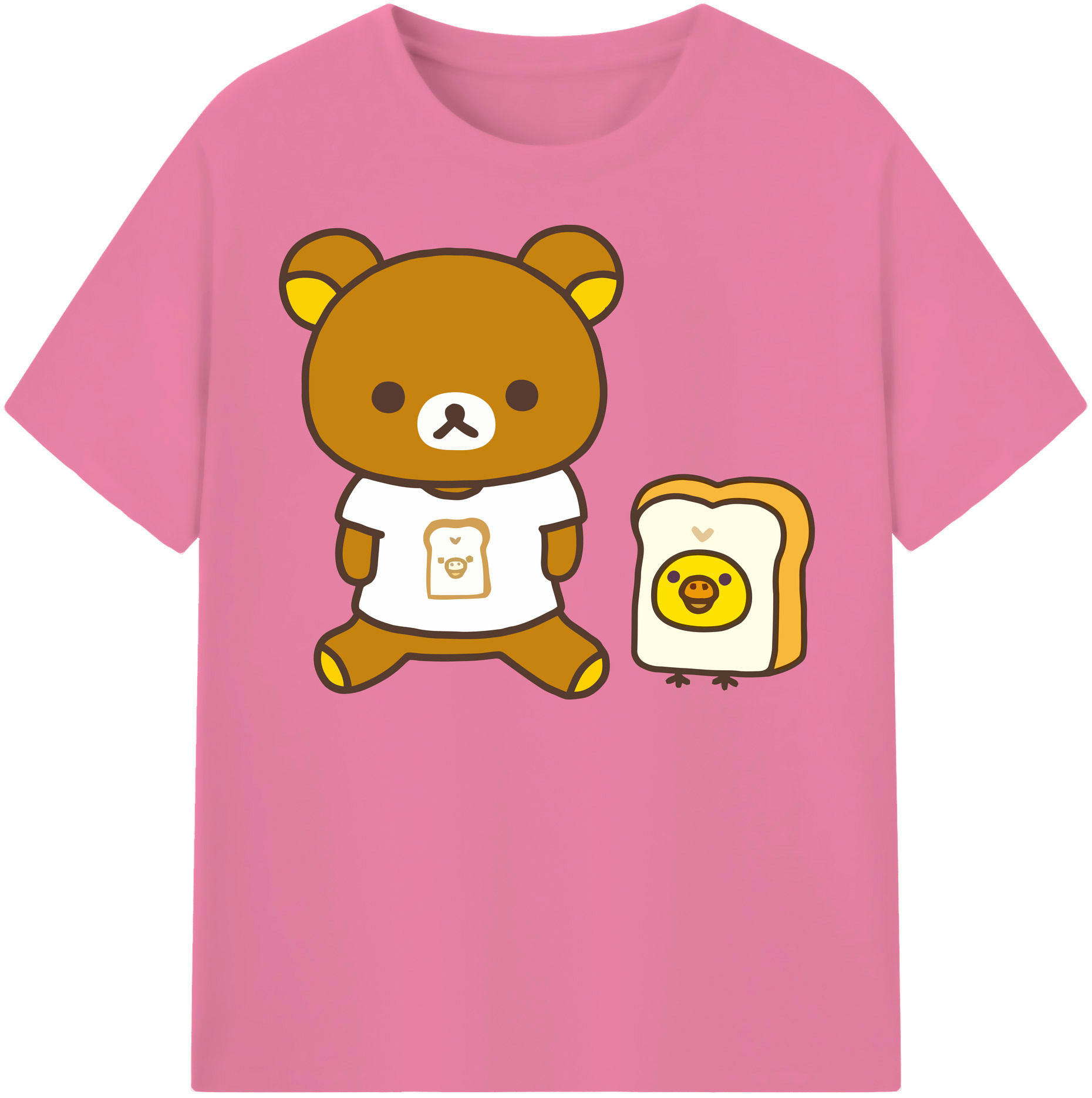 （画像用） リラックマ リラックマ キイロイトリ Rilakkuma Korilakkuma Kiiroitori 綿100％半袖Tシャツ（フロントプリント）